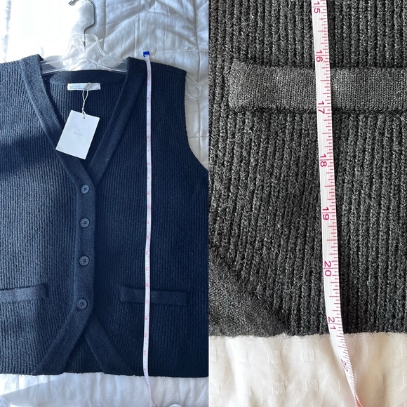 SOLD NWT Oak + Fort Black Relaxed Button Front Vest Cardigan M - Picture 13 of 16